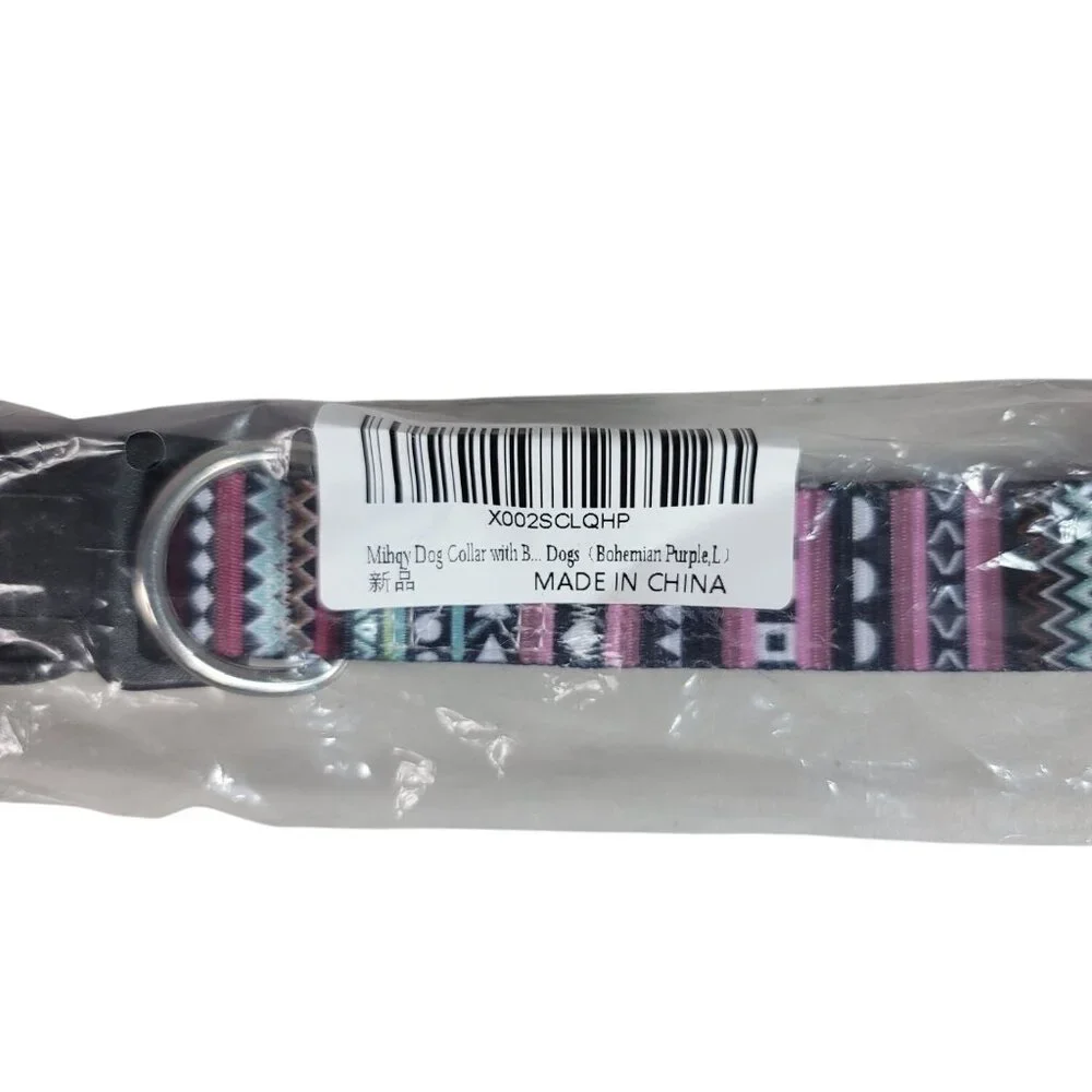 Mihqy Dog Collar Bohemian Purple Adj Small Medium Large Dogs Soft Closure NEW